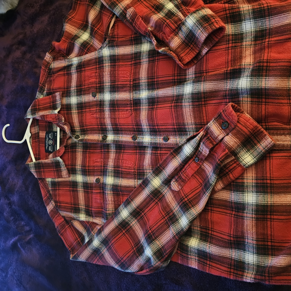 Red Plaid Button-Up Shirt